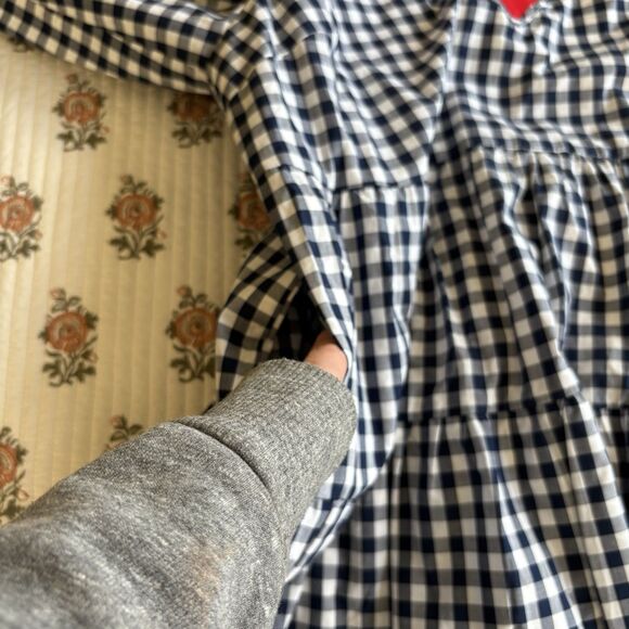 STS Sail To Sable Womens Cotton Long Sleeve Gingham Shift Dress Blue Size Medium - Picture 7 of 14